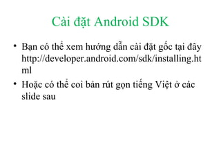 Cài đặt Android trên Eclipse | PPT