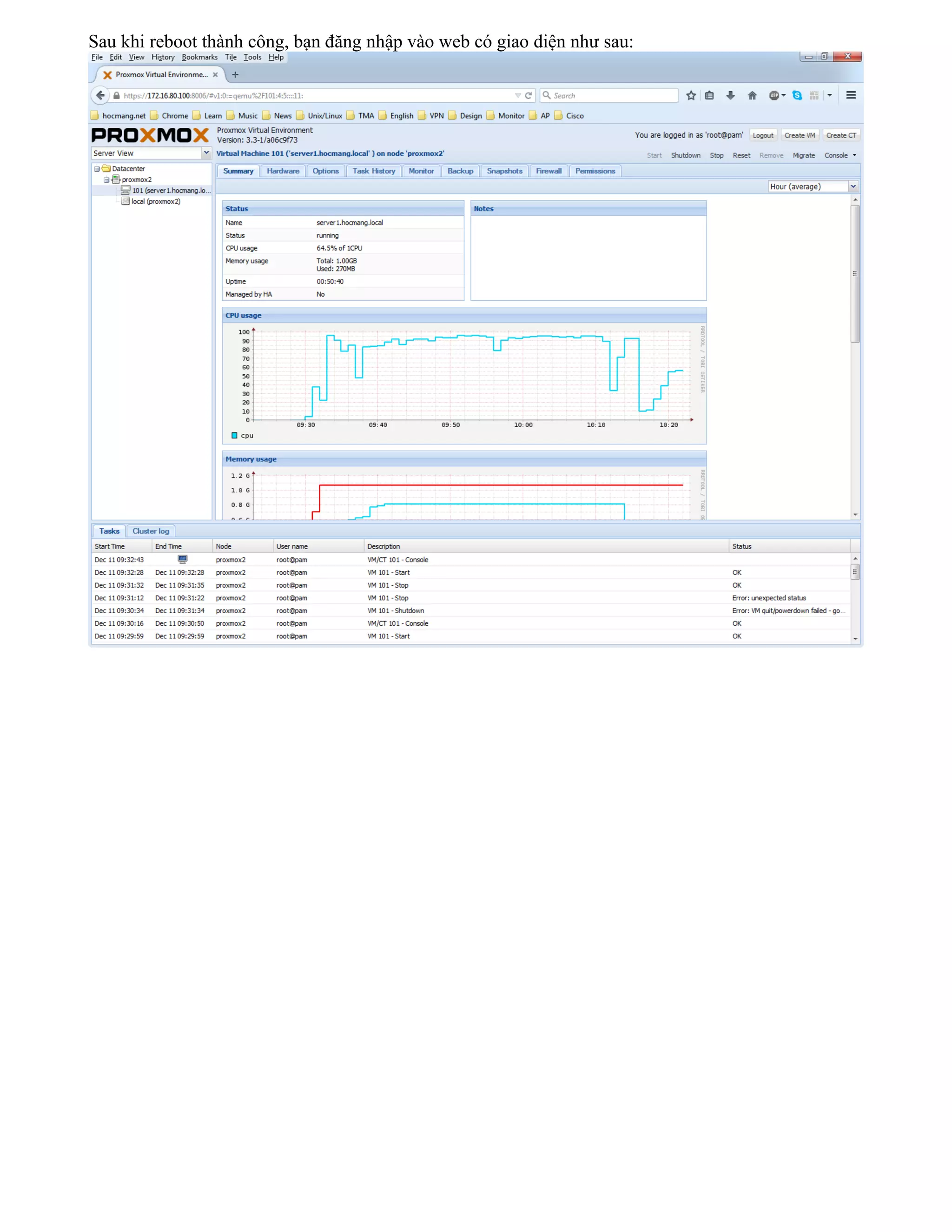 Sau khi reboot thành công, bạn đăng nhập vào web có giao diện như sau:
 
