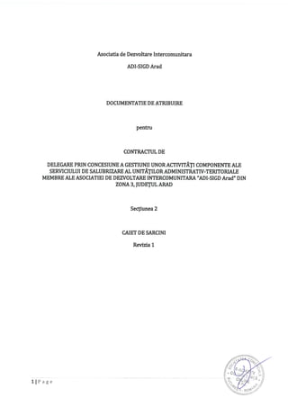 Documentatie de atribuiere a contractului de delagare a gestiunii serviciul de salubrizare