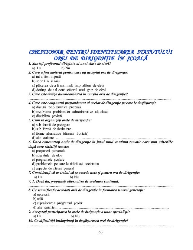 Chestionar Pentru Parinti Gradinite