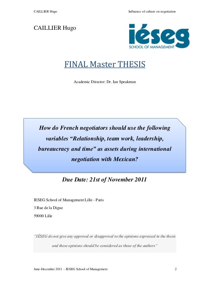 Master thesis on culture