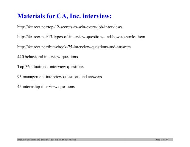 Ca, inc. interview questions and answers