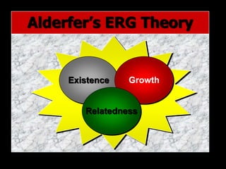 Alderfer’s ERG Theory
Existence Growth
Relatedness
 