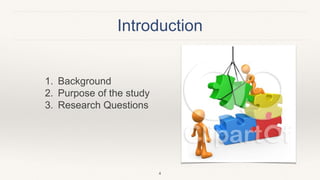Introduction
1. Background
2. Purpose of the study
3. Research Questions
4
 
