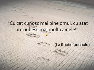 “ Cu cat cunosc mai bine omul, cu atat imi iubesc mai mult cainele!” (La R ochefoucauld ) 