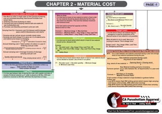 CHAPTER 2 - MATERIAL COST
ECONOMIC ORDER QUANTITY (EOQ)
– How Much to order in single order so that Carrying & Ordering
cost are minimized Assuming Total Annual Purchase Cost
remain Same.
1. Ordering cost (Cost of placing an order),
2. Carrying cost (cost of keeping material safe and usable till
use in production) and
3. Purchase cost (Quantity purchased x price per unit)
Carrying Cost (%) = Insurance cost (%)+interest cost(%)+storage
space cost(%)+obsolescence cost rate(%)
- Carrying cost per unit per annum normally remain same.
- Carrying cost shall change if it is given as a % of material price
and material price keeps on Changing
Frequency of order
FOO is the time gap between placing two consecutive orders e.g.
• When to Order
• It is that level of stock of raw material at which a fresh order
for raw material should be placed otherwise the ﬁrm may
face stock-out situation. This level lies between maximum
and minimum level.
A Car tank petrol normal full capacity is 25 litre.
Reserve level is 5 litre.
Formula 1 :- Maximum Usage X Max lead time
Formula 2 :- Minimum Stock + Avg. Usage X Avg. Lead Time
Formula 3 :- Safety Stock + Avg. Usage X Avg. Lead Time
Material Turnover Ratio / Inventory Turnover Ratio for raw material
MTR :- It is a ratio between raw material consumed during a year and average
stock of raw material maintained during the year.
Re-order Level
Minimum Level:
• It is that level of stock below which stock in hand of raw material
should not be allowed to fall.
Formula
F1 - Re-order Level – Avg. Usage X Avg. Lead Time OR
F2 - Max. Lead Time X Max. Usage – Avg. Lead Time X Avg. Usage
OR
F3 - Safety Stock
Lead Time:
• it is time gap between date of placing the order with supplier and date of
receipt of ordered material e.g. if order is placed on 4th Nov. 2016 and
material is received on 8th Nov. 2016 then the lead time is 4 days.
Maximum level:
• It is that level of stock above which stock in hand of raw material should
not be allowed to exceed. Like 25 litre in car petrol.
F1 - Re-order Level + Re-order quantity – Minimum Usage
X Minimum Lead Time.
Average Stock Level
Formula 1:-
Avg. stock held by an organization
2 × A × O
Formula Q = Derivation Covered in class
C
Annual Ordering cost = Total number of orders in a year X
Ordering cost per order
Annual requirement of raw material (A) A X O
= X Ordering cost per order (O) =
Quanity ordered each time (Q) Q
Annual carrying cost = Average Inventory X Average
carrying cost per unit
Quantity ordered each time (Q) Q X C
= X Avg. carrying cost per unit (C) =
2 2
Total number of days in a year
FOO =
Total number of orders
Max.Stock Level+Minimum Stock Level
=
2
Formula 2 :-
Re-order Quanity
= Min. Stock Level +
2
Danger Level:-
• It is the level at which raw material kept for
emergency is used for production of FG
(Normal issues of raw material is not possible).
When all petrol in car is used. Now car is
running on reserve. This is danger level.
Danger Level = Avg. Usage X Max. Lead Time
for emergency purchase
Raw material consumed during a year
MTR Formula =
Avg.stock of raw material
Opening Stock + Closing stock
Avg. stock of raw material =
2
Raw Material holding period or Inventory
Turnover period:- it is a ratio between No. of days/months in a year and
MTR.
365 Days or 12 months
Formula =
Material Turnover Ratio
It tell number of days material is kept (holded) in godown before
further use.
- Low MTR means High RM holding period which means high carrying
cost hence unfavourable. (RM called slow moving)
- High MTR means low RM holding period which means less carrying
cost hence favourable.(RM Called fast moving)
PAGE -1
 