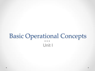 Basic Operational Concepts
Unit I
 