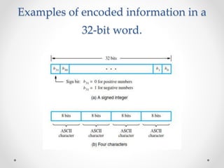 Examples of encoded information in a
32-bit word.
 