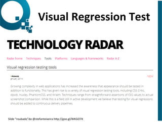 Visual 
Regression 
Test 
Slide 
“roubado”do 
@stefanteixeira 
hap://goo.gl/WKGO7X 
 