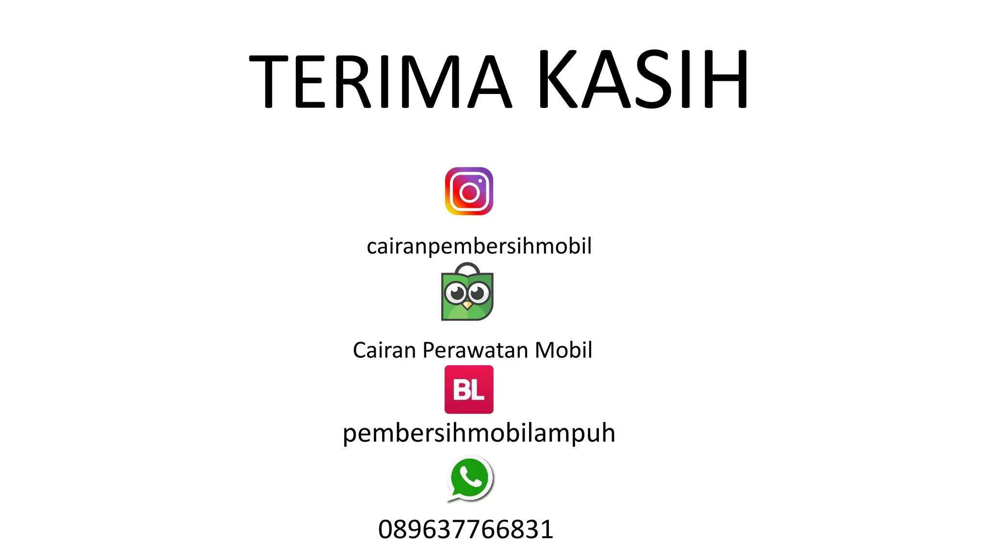 089637766831
pembersihmobilampuh
cairanpembersihmobil
Cairan Perawatan Mobil
TERIMA KASIH
