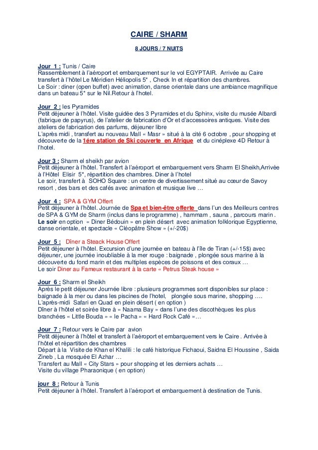 Caire Sharm Ete 2017