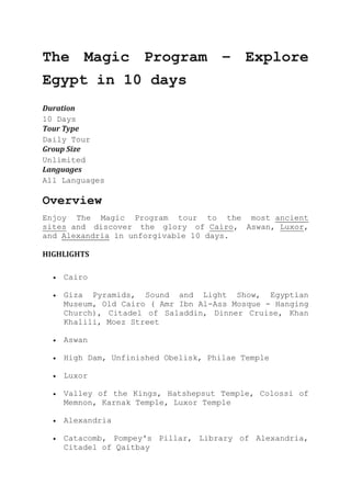 6 days tour That will take you to another world in Cairo and Alexandria