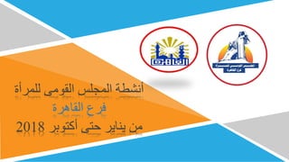 ‫للمر‬ ‫القومى‬ ‫المجلس‬ ‫أنشطة‬
‫أة‬
‫القاهرة‬ ‫فرع‬
‫أكتوبر‬ ‫حتى‬ ‫يناير‬ ‫من‬
2018
 