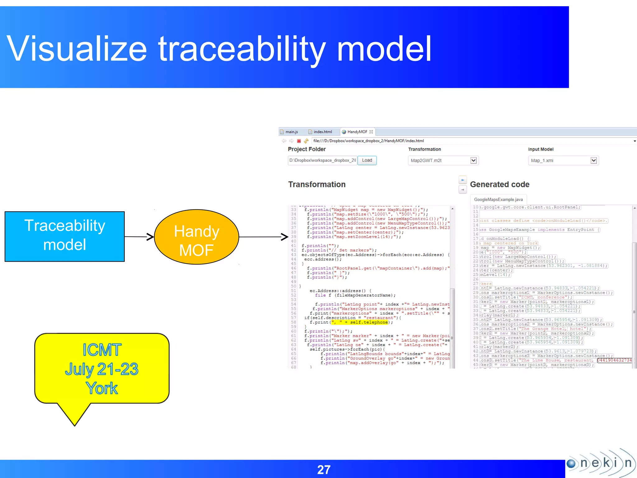 27
Visualize traceability model
Traceability
model
Handy
MOF
 