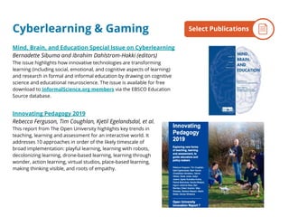 Cyberlearning & Gaming
Mind, Brain, and Education Special Issue on Cyberlearning
Bernadette Sibuma and Ibrahim Dahlstrom-H...