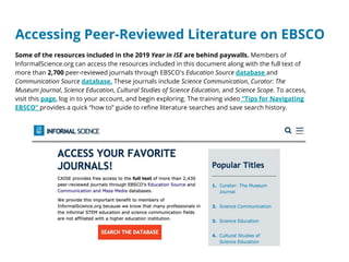 Accessing Peer-Reviewed Literature on EBSCO
Some of the resources included in the 2019 Year in ISE are behind paywalls. Me...