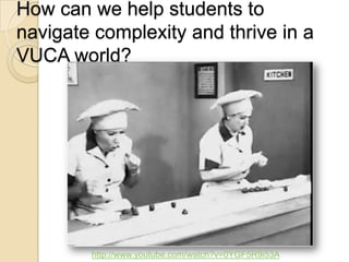 How can we help students to
navigate complexity and thrive in a
VUCA world?
http://www.youtube.com/watch?v=0YGF5R9i53A
 