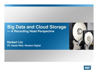 Big Data and Cloud Storage
--- A Recording Head Perspective


Herbert Lin
VP, Heads R&D, Western Digital




                                   ®
 