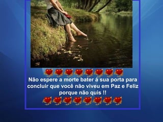 Não espere a morte bater á sua porta para concluir que você não viveu em Paz e Feliz porque não quis !! 