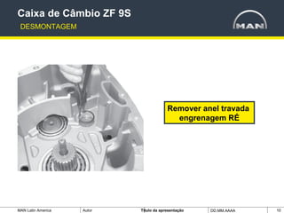 MAN Latin America Autor Tïtulo da apresentação DD.MM.AAAA 10
Remover anel travada
engrenagem RÉ
Caixa de Câmbio ZF 9S
DESMONTAGEM
 