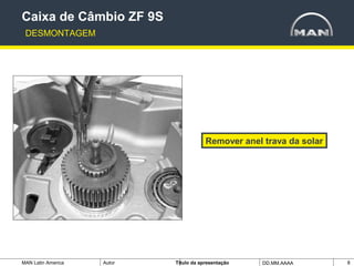 MAN Latin America Autor Tïtulo da apresentação DD.MM.AAAA 8
Remover anel trava da solar
Caixa de Câmbio ZF 9S
DESMONTAGEM
 