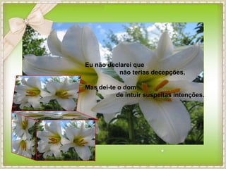 Eu não declarei que
           não terias decepções,

Mas dei-te o dom
          de intuir suspeitas intenções.
 