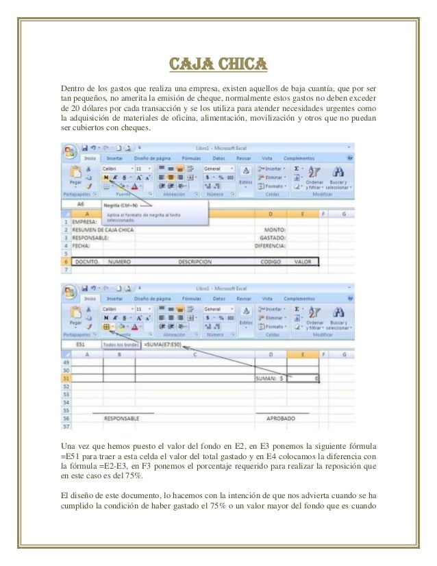 caja chica formato para cheques en excel