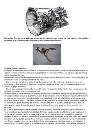 Caja de cambios o de velocidades