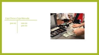 Caja Chica o Caja Menuda
500.00 200.00
300.00
 