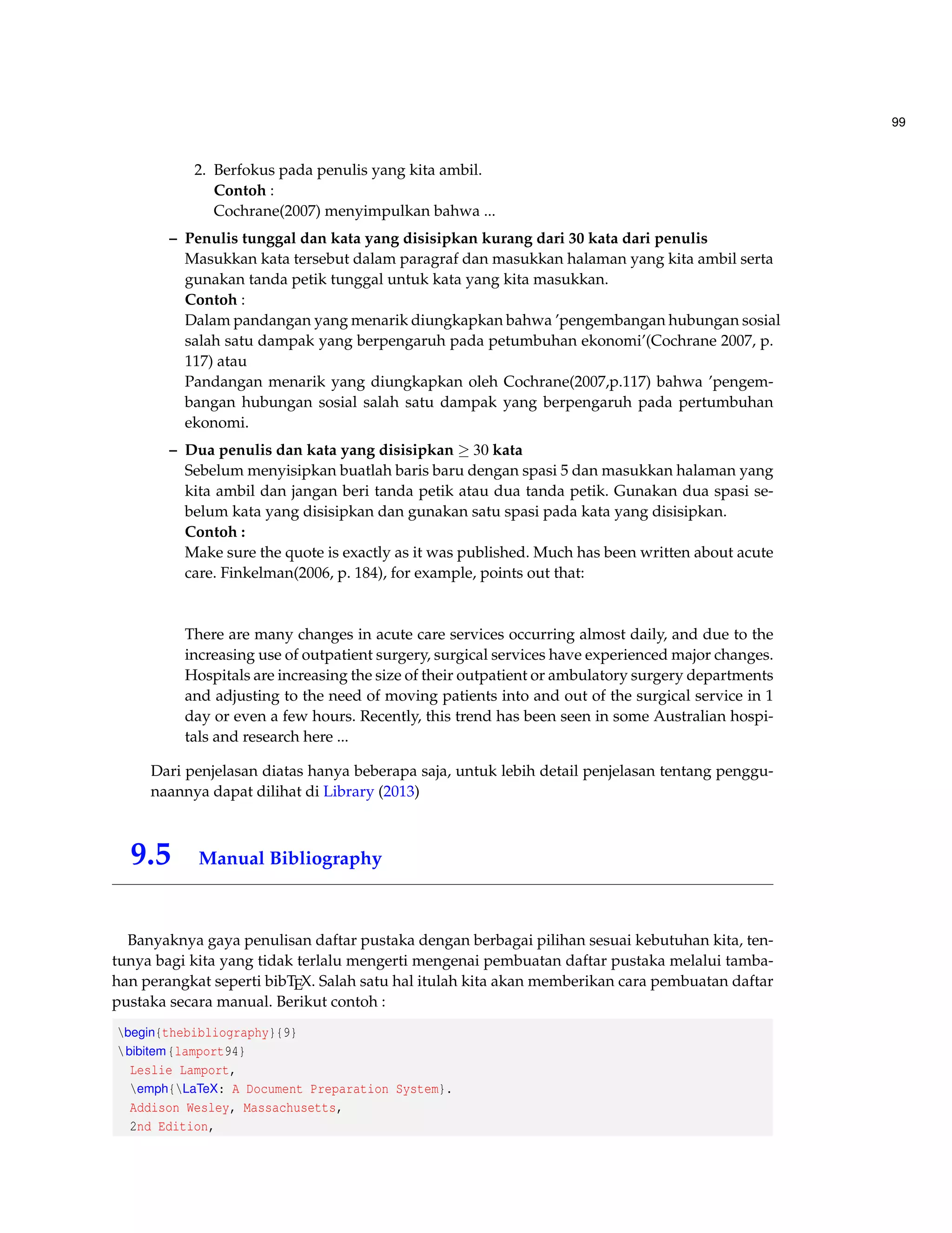 59 
Didapat hasil yaitu : 
Est. P.16(a) Pr.14 Pr.16(b) Pr.1 Pr.9 Pr.5 Pr.4 Pr.15 Pr.3 Pr.13 Pr.11 Pr.7 Cal. 
L 0 0 0 2 2 2 1 2 2 2 54 
S 0 2 2 0 1 1 0 2 0 2 42 
R 0 1 0 0 0 1 1 1 2 0 2 2 38 
Total 0 1 2 2 3 4 5 6 7 8 10 14 
Abreviaturas. Est.: Estudiante, Pr.: Pregunta,Cal.: Calificación 
Tabel 4.5: Resultados del cuestionario diagnóstico 
4.6 Menyisipkan Gambar 
Pada bagian ini akan diberikan beberapa penjelasan didalam menyisipkan gambar dalam doku-men 
LATEX. Tentunya LATEX memiliki suatu paket graphicx yang memudahkan kita dalam meny-isipkan 
gambar, grafik, diagram, dan lain sebagainya. 
 