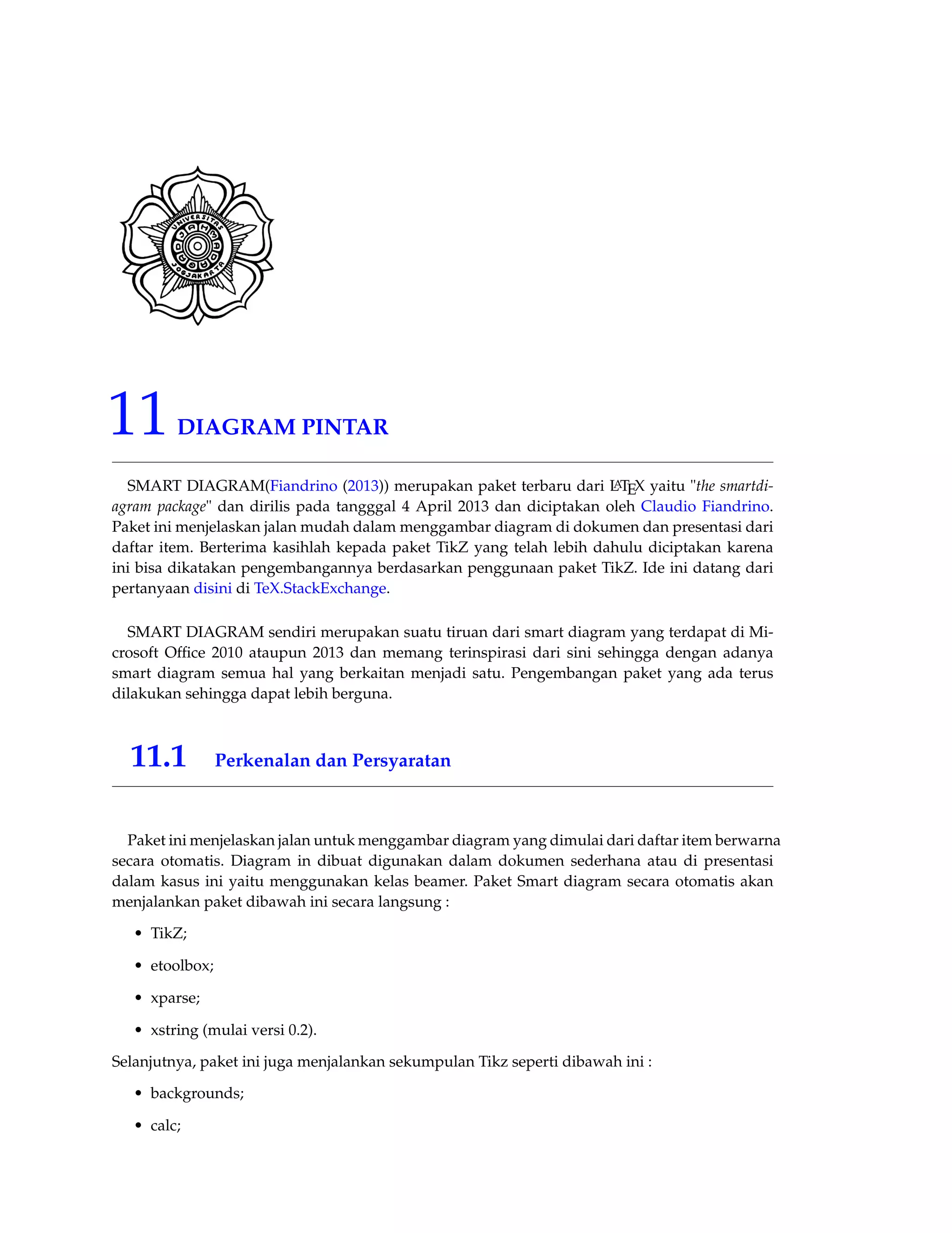 MEMBUAT PRESENTASI BEAMER LATEX 
6.3 Beamer 
Pada bagian ini akan berikan beberapa contoh beamer (Borbon.A  F 2012) : 
documentclass{beamer} 
usepackage{amsmath,amssymb,amsfonts,latexsym,stmaryrd} 
usepackage[latin1]{inputenc} 
usepackage[T1]{fontenc} 
%usepackage{epstopdf} 
%DeclareGraphicsExtensions{.pdf,.png,.jpg,.gif, .eps} 
usefonttheme{professionalfonts} 
usetheme{Warsaw} 
setbeamercovered{transparent} 
newtheorem{Teorema}{Teorema} 
newtheorem{Ejemplo}{Example} 
newtheorem{Definicion}{Definisi} 
newtheorem{Corolario}{Akibat} 
newtheorem{Prueba}{Prueba} 
begin{document} 
 title {Factorisasi en $Z_p[x]$ y en $Z[x].$} 
subtitle{Parte I} 
author{{bf Prof. Walter Mora F.} 
{Escuela de Matematica, ITCR} 
{www.cidse.itcr.ac.cr/revistamate/} 
vspace*{0.5cm}} 
date{Junio 2007} 
frame{titlepage} 
section{ Primera section} 
begin{frame}{Titulo de este marco} 
% texto 
end{frame} 
begin{frame}{Titulo de este marco} 
% texto 
end{frame} 
end{document} 
Penjelasan Contoh diatas, dokumen beamer presentasi diatas terdiri dari 3 bagian dan sama 
seperti dokumen LATEX yaitu : 
Document class Bagian ini menentukan dokumen beamer dengan adanya perintah yaitu 
documentclass{beamer} 
Preamble Bagian ini juga merupakan bagian yang digunakan untuk memanggil perintah paket yang 
dibutuhkan dan terkadang digunakan untuk mendefinisikan ulang nama pada tampilan 
hasil dokumen LATEX. Dengan contoh, 
usepackage[latin1]{inputenc} 
usepackage[T1]{fontenc} 
%% paket ini digunakan untuk mendefinisikan font(tulisan) 
 
