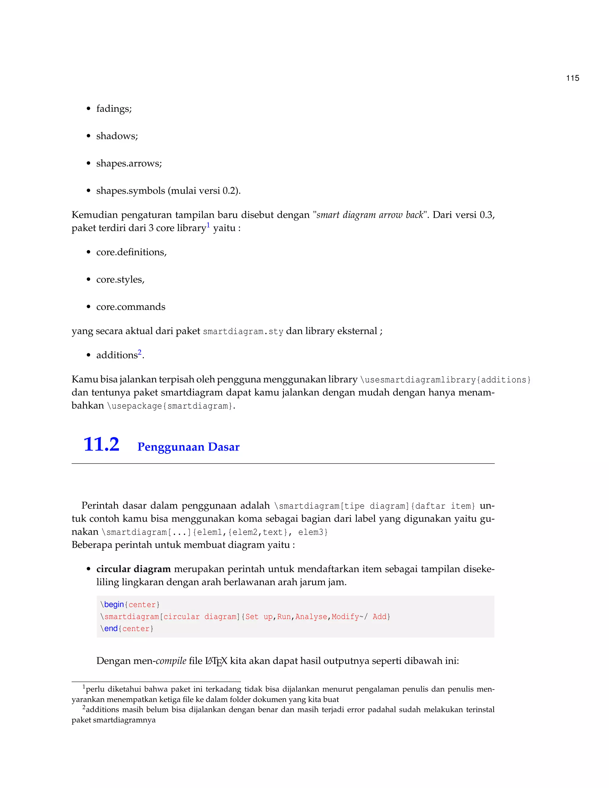 75 
Gambar 6.1: Tampilan beamer dengan tema Warsaw 
%% dan masukan yang ada, misalnyabahasa spanyol 
%%usepackage{epstopdf} 
%%DeclareGraphicsExtensions{.pdf,.png,.jpg,.gif, .eps} 
usefonttheme{professionalfonts} 
usetheme{Warsaw} 
setbeamercovered{transparent} 
newtheorem{Teorema}{Teorema} 
newtheorem{Ejemplo}{Example} 
newtheorem{Definicion}{Definisi} 
newtheorem{Corolario}{Akibat} 
newtheorem{Prueba}{Prueba} 
Dokumen Bagian ini merupakan isi dari dokumen yang kita buat dan hal yang berbeda terdapat 
adanya frame. Frame inilah yang menentukan banyak slide, animasi, dan efek yang diberikan. 
Berikutnya contohnya : 
begin{document} 
 title {Factorisasi en $Z_p[x]$ y en $Z[x].$} 
subtitle{Parte I} 
author{{bf Prof. Walter Mora F.} 
{Escuela de Matematica, ITCR} 
{www.cidse.itcr.ac.cr/revistamate/} 
vspace*{0.5cm}} 
date{Junio 2007} 
frame{titlepage} 
section{ Primera section} 
begin{frame}{Titulo de este marco} 
%texto 
end{frame} 
begin{frame}{Titulo de este marco} 
%texto 
end{frame} 
 