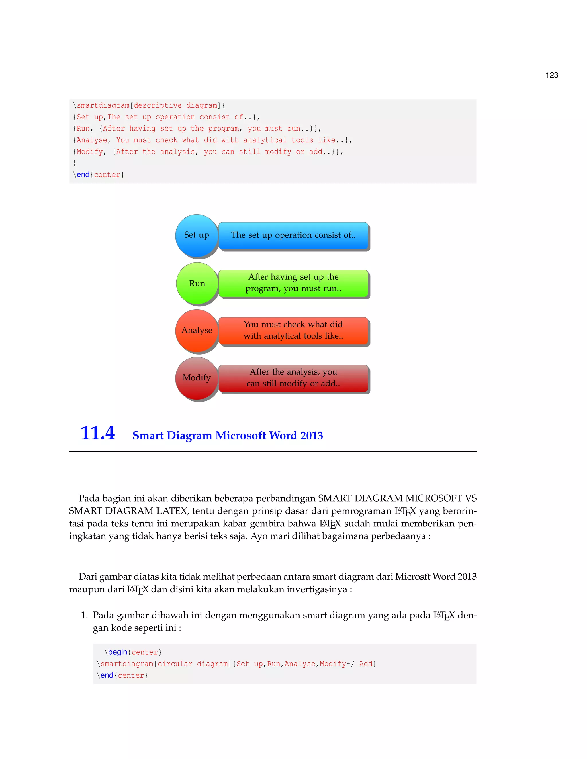 83 
7.3.2.4 Tipe dan Karakteristik Frame 
Menentukan tipe dan karakteristik frame dengan menggunakan tampilah hasil cetak dengan 
verbatim yaitu garis atas, bawah, kiri dan kotak. 
• frame dispesifikasikan garis pembatas baik kiri, atas , bawah maupun garis itu sendiri. 
begin{Verbatim}[frame=leftline] 
Verbatim line. 
end{Verbatim} 
begin{Verbatim}[frame=topline] 
Verbatim line. 
end{Verbatim} 
begin{Verbatim}[frame=bottomline] 
Verbatim line. 
end{Verbatim} 
begin{Verbatim}[frame=lines] 
Verbatim line. 
end{Verbatim} 
begin{Verbatim}[frame=single] 
Verbatim line. 
end{Verbatim} 
Verbatim line. 
Verbatim line. 
Verbatim line. 
Verbatim line. 
Verbatim line. 
• framerule atau dimensi ini menunjukkan lebar suatu frame dan secear standar 0.4pt jika 
frame dispesifikasikan. 
begin{Verbatim}[frame=single, 
framerule=1mm] 
Verbatim line. 
end{Verbatim} 
Verbatim line. 
• framesep: jarak antara frame dengan teks yang didalamnya. 
begin{Verbatim}[frame=single, 
framesep=5mm] 
Verbatim line. 
end{Verbatim} 
 