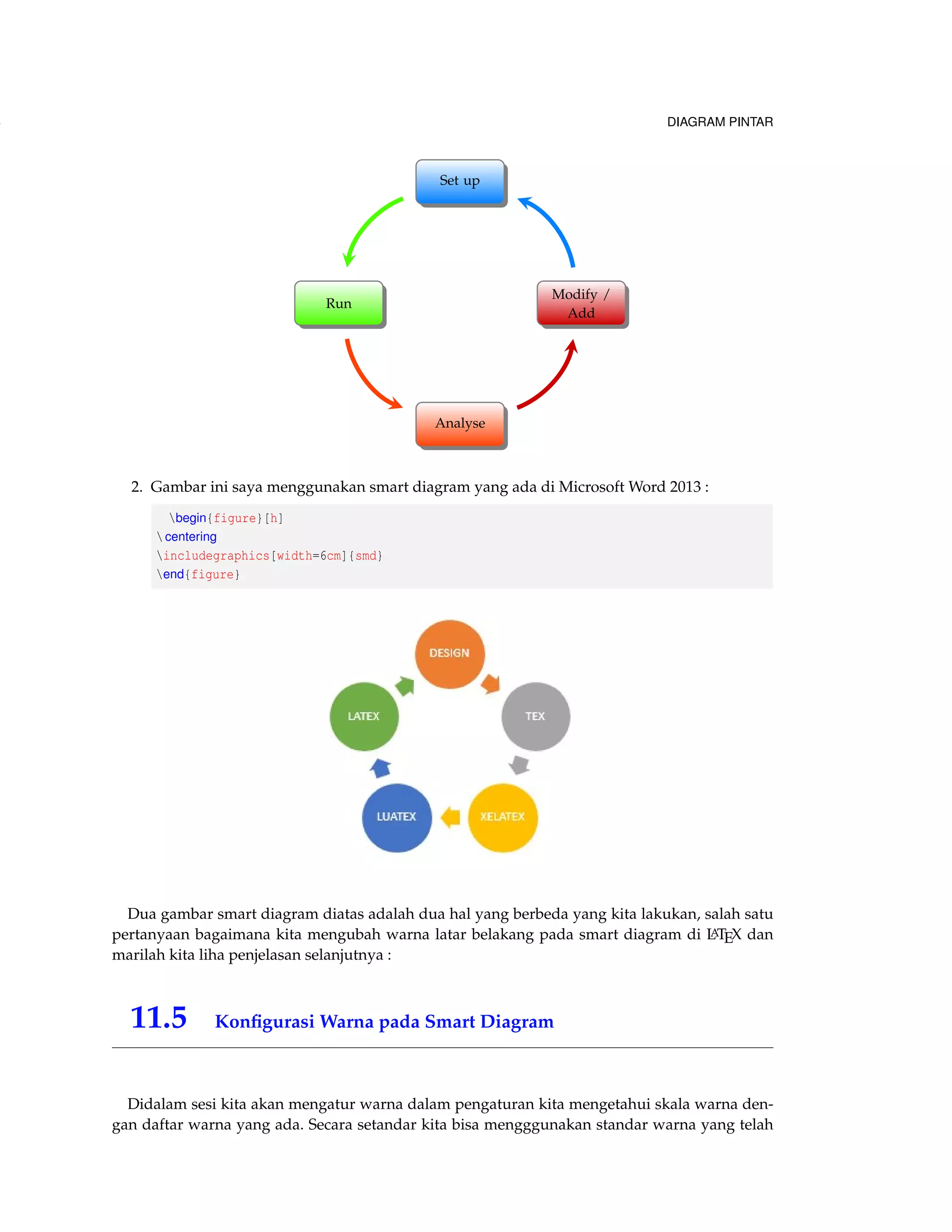 VERBATIM  verbatim 
Verbatim line. 
• rulecolor :aturan yang digunakan warna garis pada frame dan secara standar biasanya 
berwarna hitam. 
begin{Verbatim}[frame=single, 
rulecolor=color{red}] 
Verbatim line. 
end{Verbatim} 
Verbatim line. 
• fillcolor merupakan aturan yang digunakan untuk pewarnaan jarak antara frame dan 
teks dan ketebalan diberikan dengan menggunakan framesep. 
begin{Verbatim}[frame=single, 
framerule=1mm,framesep=3mm, 
rulecolor=color{red}, 
fillcolor=color{yellow}] 
Verbatim line. 
end{Verbatim} 
Verbatim line. 
7.3.2.5 Label Verbatim 
Label Verbatim memberikan tampilan dalam bentuk .pdf dengan adanya label atau penjelasan 
kode yang kita tampilkan. 
• Dibawah ini pemberian label pada tampilan teks. 
fvset{gobble=2} 
begin{Verbatim}[frame=single, 
label=My text] 
First verbatim line. 
Second verbatim line. 
end{Verbatim} 
begin{Verbatim}[frame=topline, 
framesep=4mm, 
label=fbox{Largeemph{The code}}] 
First verbatim line. 
Second verbatim line. 
end{Verbatim} 
 