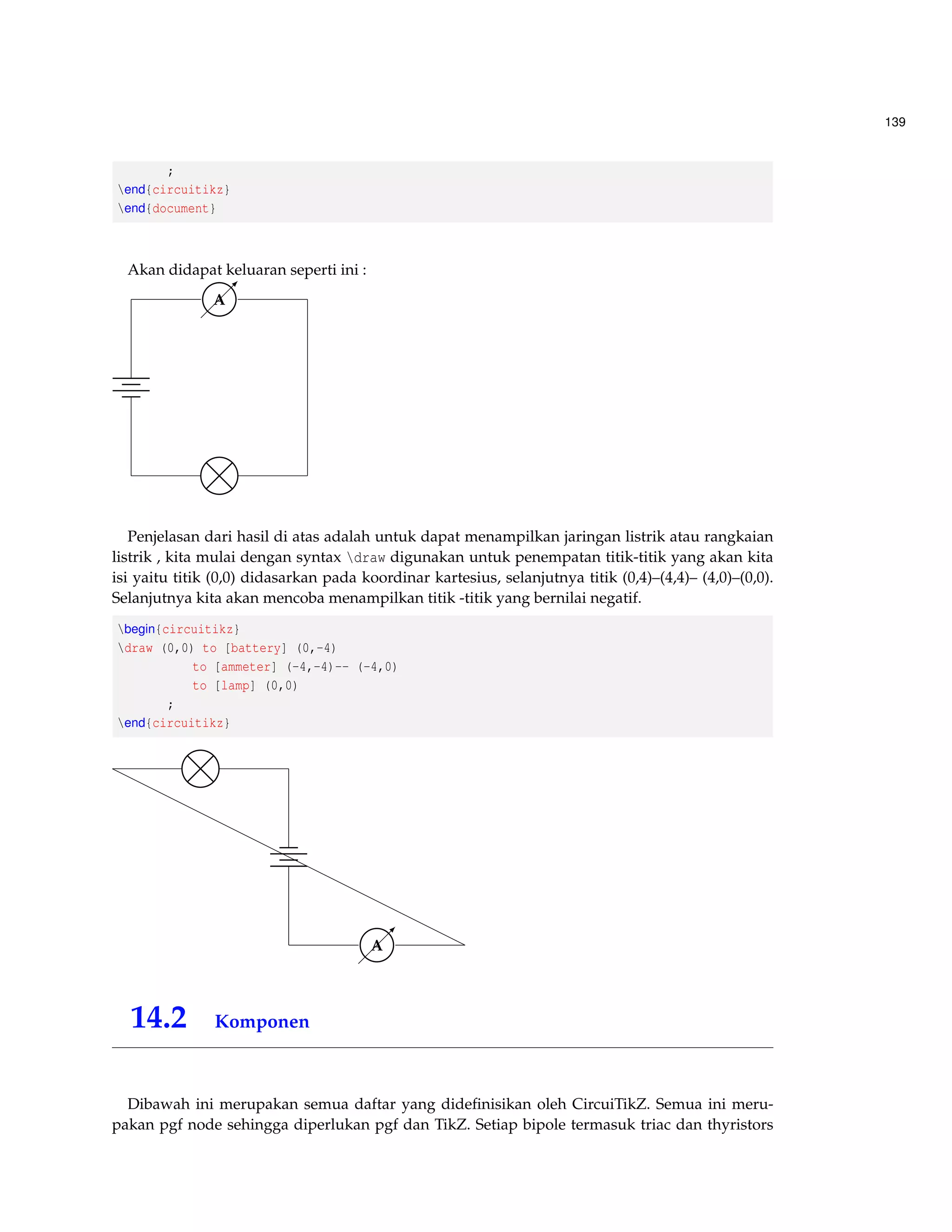 99 
2. Berfokus pada penulis yang kita ambil. 
Contoh : 
Cochrane(2007) menyimpulkan bahwa ... 
– Penulis tunggal dan kata yang disisipkan kurang dari 30 kata dari penulis 
Masukkan kata tersebut dalam paragraf dan masukkan halaman yang kita ambil serta 
gunakan tanda petik tunggal untuk kata yang kita masukkan. 
Contoh : 
Dalam pandangan yang menarik diungkapkan bahwa ’pengembangan hubungan sosial 
salah satu dampak yang berpengaruh pada petumbuhan ekonomi’(Cochrane 2007, p. 
117) atau 
Pandangan menarik yang diungkapkan oleh Cochrane(2007,p.117) bahwa ’pengem-bangan 
hubungan sosial salah satu dampak yang berpengaruh pada pertumbuhan 
ekonomi. 
– Dua penulis dan kata yang disisipkan  30 kata 
Sebelum menyisipkan buatlah baris baru dengan spasi 5 dan masukkan halaman yang 
kita ambil dan jangan beri tanda petik atau dua tanda petik. Gunakan dua spasi se-belum 
kata yang disisipkan dan gunakan satu spasi pada kata yang disisipkan. 
Contoh : 
Make sure the quote is exactly as it was published. Much has been written about acute 
care. Finkelman(2006, p. 184), for example, points out that: 
There are many changes in acute care services occurring almost daily, and due to the 
increasing use of outpatient surgery, surgical services have experienced major changes. 
Hospitals are increasing the size of their outpatient or ambulatory surgery departments 
and adjusting to the need of moving patients into and out of the surgical service in 1 
day or even a few hours. Recently, this trend has been seen in some Australian hospi-tals 
and research here ... 
Dari penjelasan diatas hanya beberapa saja, untuk lebih detail penjelasan tentang penggu-naannya 
dapat dilihat di Library (2013) 
9.5 Manual Bibliography 
Banyaknya gaya penulisan daftar pustaka dengan berbagai pilihan sesuai kebutuhan kita, ten-tunya 
bagi kita yang tidak terlalu mengerti mengenai pembuatan daftar pustaka melalui tamba-han 
perangkat seperti bibTEX. Salah satu hal itulah kita akan memberikan cara pembuatan daftar 
pustaka secara manual. Berikut contoh : 
begin{thebibliography}{9} 
bibitem{lamport94} 
Leslie Lamport, 
emph{LaTeX: A Document Preparation System}. 
Addison Wesley, Massachusetts, 
2nd Edition, 
 