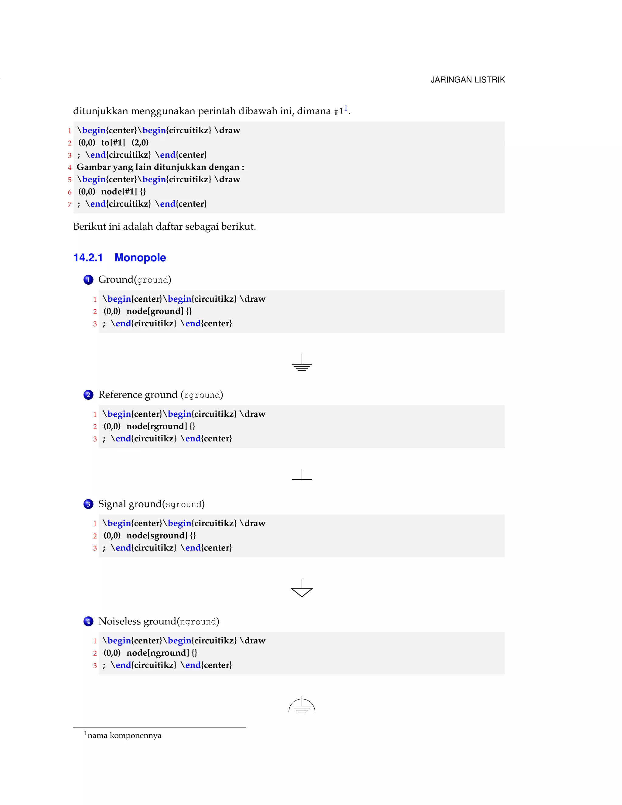 114 DIAGRAM DYNKIN 
Contoh 8.2 (Paket epi) 
• Masukkan 
1 begin{picture}(50,7) 
2 multiput(5,1)(10,0) {5}{ circle {2}} 
3 multiputlist(10,1) (10,0)% 
4 {{line (1,0) {8}},{ line (1,0) {8}},{$ cdots$},{line (1,0) {8}}} 
5 multiputlist(5,3) (10,0) {$ scriptscriptstyle 1$,% 
6 $scriptscriptstyle 2$,$ scriptscriptstyle 3$,% 
7 $scriptscriptstyle ell{}1$,$scriptscriptstyle ell$} 
8 end{picture} 
• Keluaran 1a 2a 3a `a1 `a 
 