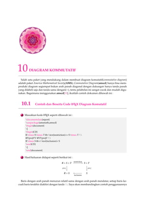 87 
Nam dui ligula, fringilla a, euismod sodales, sollicitudin vel, wisi. Morbi auctor lorem non justo. 
Nam lacus libero, pretium at, lobortis vitae, ultricies et, tellus. Donec aliquet, tortor sed accumsan 
bibendum, erat ligula aliquet magna, vitae ornare odio metus a mi. Morbi ac orci et nisl hendrerit 
mollis. Suspendisse ut massa. Cras nec ante. Pellentesque a nulla. Cum sociis natoque penatibus 
et magnis dis parturient montes, nascetur ridiculus mus. Aliquam tincidunt urna. Nulla ullam-corper 
vestibulum turpis. Pellentesque cursus luctus mauris. 
4.6.0.1 Apa yang terjadi 
Didalam menyisipkan gambar diperintah perintah untuk memanggil yaitu includegraphics. 
Kita bisa menspesifikasi jenis file yang dapat disisipkan dalam dokumen LATEX Anda yaitu : 
. PNG,JPG,PDF bisa disisipkan secara langsung dengan men-compile PDFLaTEX atau lang-sung 
klik ikon PDFTeXify pada text editor WinEdt Anda. 
. EPS bisa disisipkan dengan men-compile ke DVI kemudian konversikan ke PS lalu ke PDF. 
Kamu bisa menggunakan pengaturan pada bagian menu Options pada WinEdt kemudian 
Excution Mode  TEX Options  dvi!ps!pdf, lalu klik Apply dan terakhir klik OK untuk 
menyetujui perubahan yang ada. 
4.6.1 Membesar Gambar 
Pada contoh diatas terdapat pengaturan ukuran besarnya gambar yang disisipkan dan penem-patan 
gambar pada dokumen LATEX yaitu width=2cm dan [h]. Kamu bisa memilih ukuran yang 
berbeda pada gambar yang ingin kamu sisipkan. Untuk itu, marilah kita mengatur suatu kode 
perintah pemanggilan gambar yaitu 
includegraphics 
includegraphics[ukuran gambar yang akan kita buat]{nama file gambar} 
Dibawah ini daftar pengaturan ukuran gambar dalam package graphicx yaitu : 
• width. Perintah ini digunakan untuk mengubah ukuran lebar suatu gambar. 
• height. Perintah ini digunakan untuk mengubah ukuran tinggi suatu gambar. 
• scale. Perintah ini digunakan untuk skala suatu gambar. 
• angle. Perintah ini digunakan untuk rotasi/ sudut suatu gambar, tetapi anda dapat meng-gunakan 
paket sideways untuk gambar posisi mendatar atau dengan paket rotating untuk 
perputaran posisi gambar. 
4.6.2 Floating Gambar 
Penempatan posisi gambar tentu sangat berguna bagi kita untuk menjelaskan suatu hal di-dalam 
dokumen. Dibawah ini diberikan beberapa penempatan posisi gambar yaitu : 
• h artinya here, penempatan posisi gambar dimana kode perintah kita tuliskan. 
 