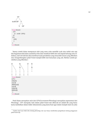 109 
7.3.2.4 Tipe dan Karakteristik Frame 
Menentukan tipe dan karakteristik frame dengan menggunakan tampilah hasil cetak dengan 
verbatim yaitu garis atas, bawah, kiri dan kotak. 
• frame dispesifikasikan garis pembatas baik kiri, atas , bawah maupun garis itu sendiri. 
begin{Verbatim}[frame=leftline] 
Verbatim line. 
end{Verbatim} 
begin{Verbatim}[frame=topline] 
Verbatim line. 
end{Verbatim} 
begin{Verbatim}[frame=bottomline] 
Verbatim line. 
end{Verbatim} 
begin{Verbatim}[frame=lines] 
Verbatim line. 
end{Verbatim} 
begin{Verbatim}[frame=single] 
Verbatim line. 
end{Verbatim} 
Verbatim line. 
Verbatim line. 
Verbatim line. 
Verbatim line. 
Verbatim line. 
• framerule atau dimensi ini menunjukkan lebar suatu frame dan secear standar 0.4pt jika 
frame dispesifikasikan. 
begin{Verbatim}[frame=single, 
framerule=1mm] 
Verbatim line. 
end{Verbatim} 
Verbatim line. 
• framesep: jarak antara frame dengan teks yang didalamnya. 
begin{Verbatim}[frame=single, 
framesep=5mm] 
Verbatim line. 
end{Verbatim} 
 