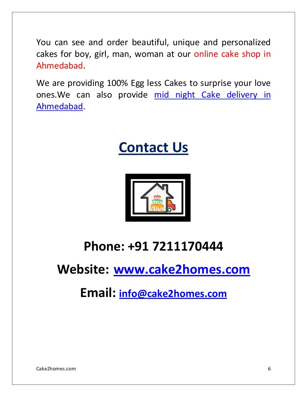 Cake2homes The Best Place to Order Cakes Online in Ahmedabad