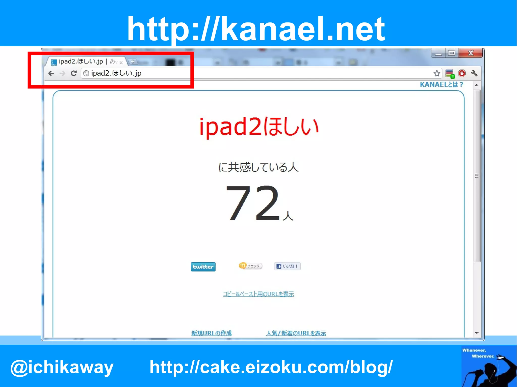 http://kanael.net




@ichikaway    http://cake.eizoku.com/blog/
 