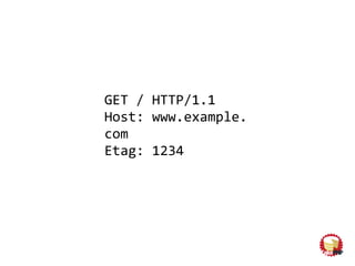 GET / HTTP/1.1
Host: www.example.
com
Etag: 1234
an identifier for your response
 
