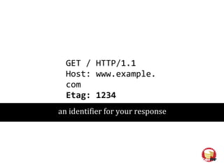 GET / HTTP/1.1
Host: www.example.
com
If-None-Match: 1234
the browsers asks you if it has been modified
Conditional reques...