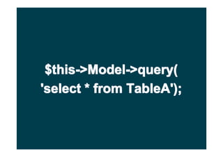 $this->Model->query(
'select * from TableA');
 