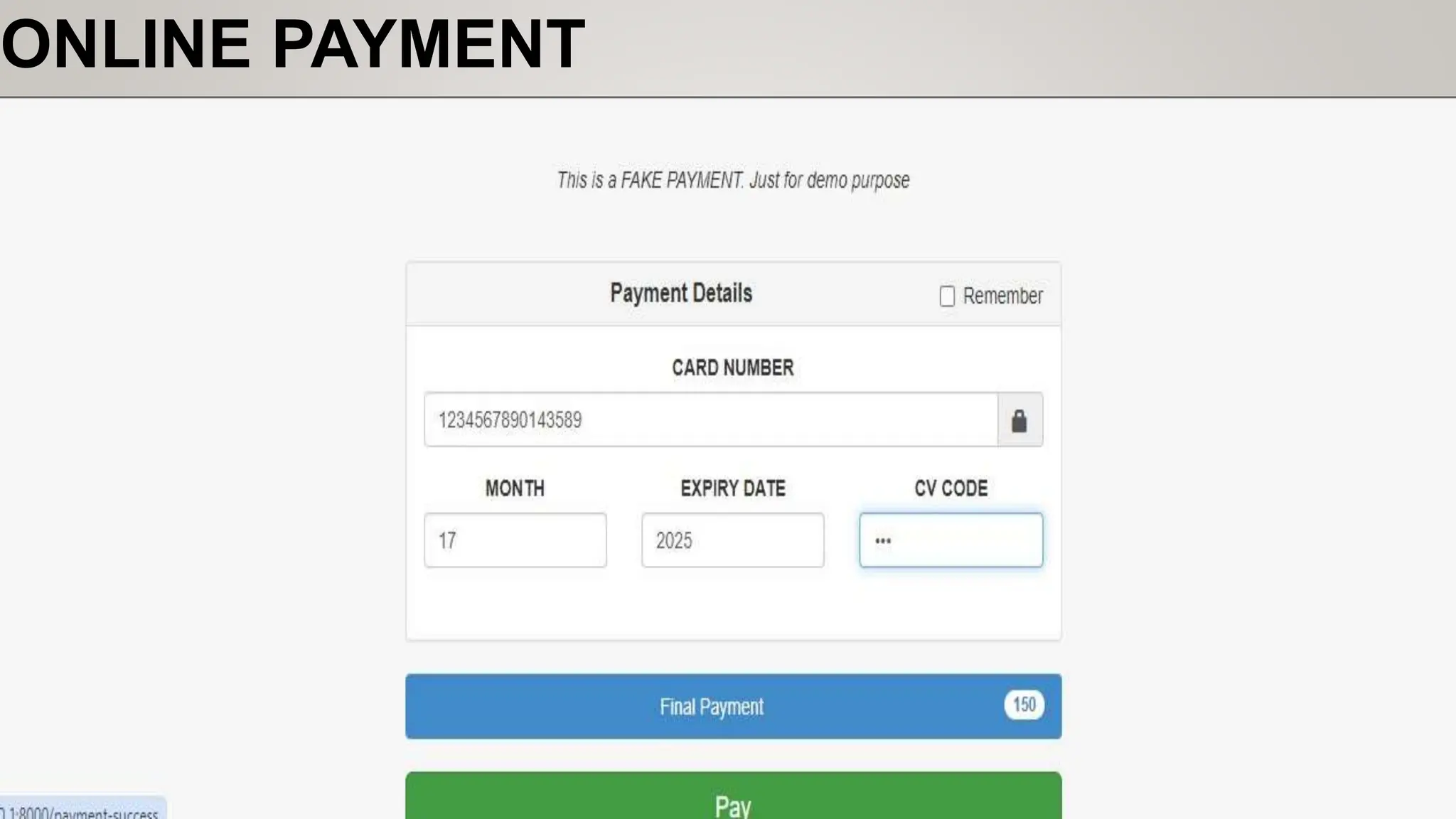 ONLINE PAYMENT
 