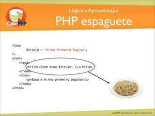 CakePHP - Aprendendo a fazer o primeiro bolo