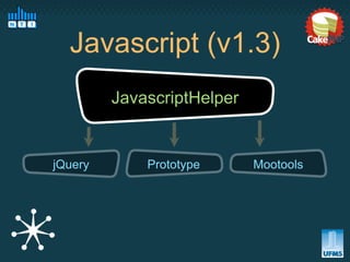 Javascript (v1.3)
         JavascriptHelper


jQuery       Prototype      Mootools
 