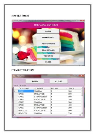 MASTER FORM
ITEM DETAIL FORM
 