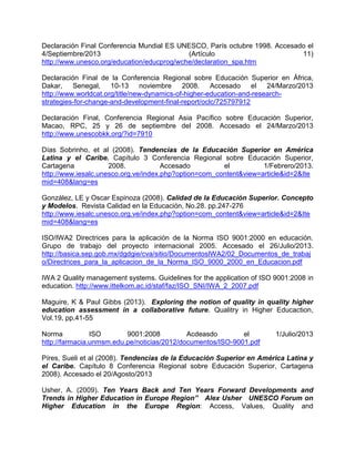 PONENCIAS DEL EJE TEMÁTICO: CALIDAD Y ACREDITACIÓN EN LA EDUCACIÓN SUPERIOR