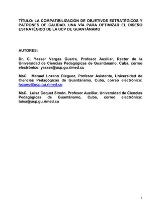 PONENCIAS DEL EJE TEMÁTICO: CALIDAD Y ACREDITACIÓN EN LA EDUCACIÓN SUPERIOR