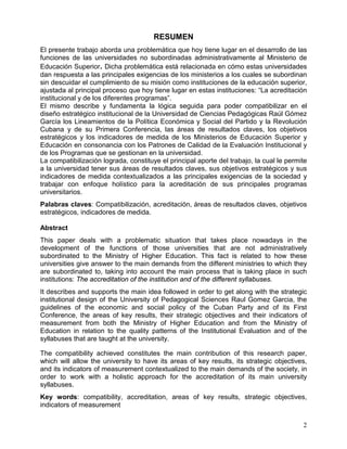PONENCIAS DEL EJE TEMÁTICO: CALIDAD Y ACREDITACIÓN EN LA EDUCACIÓN SUPERIOR